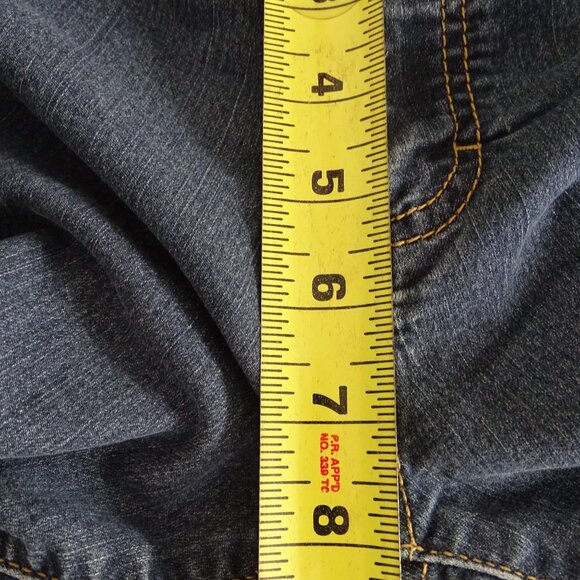 City Streets Blue Bermuda Crop Denim Jean Shorts Juniors Size 13 Cuffed Hem - Picture 8 of 12